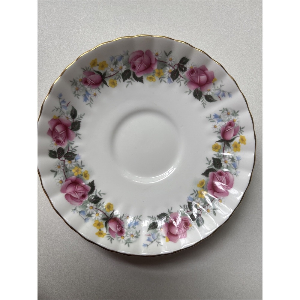 Vintage Royal Stafford Bone China Summer Glory Teacup Saucer England Rose Floral